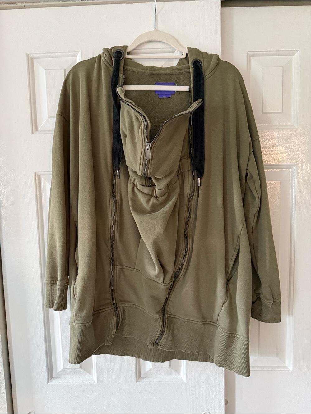 Seraphine Olive Green Women’s Maternity Zip-Up Hoodie - Small